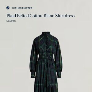 Lauren Ralph Lauren Black and Green Plaid Shirtdress w belt size 12 new no tags